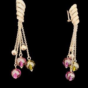 Silver and Crystal Ball Drop pendant Dangling Earrings